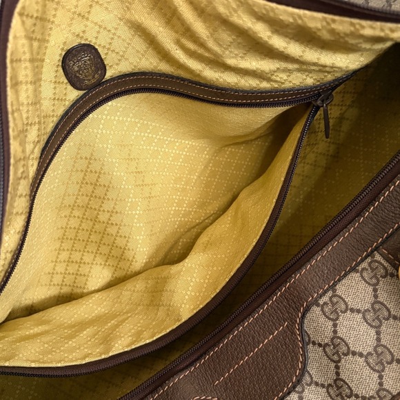 Gucci Vintage GG Supreme Boston Duffle Bag Brown Monogram Weekender Travel Bag - Picture 11 of 16